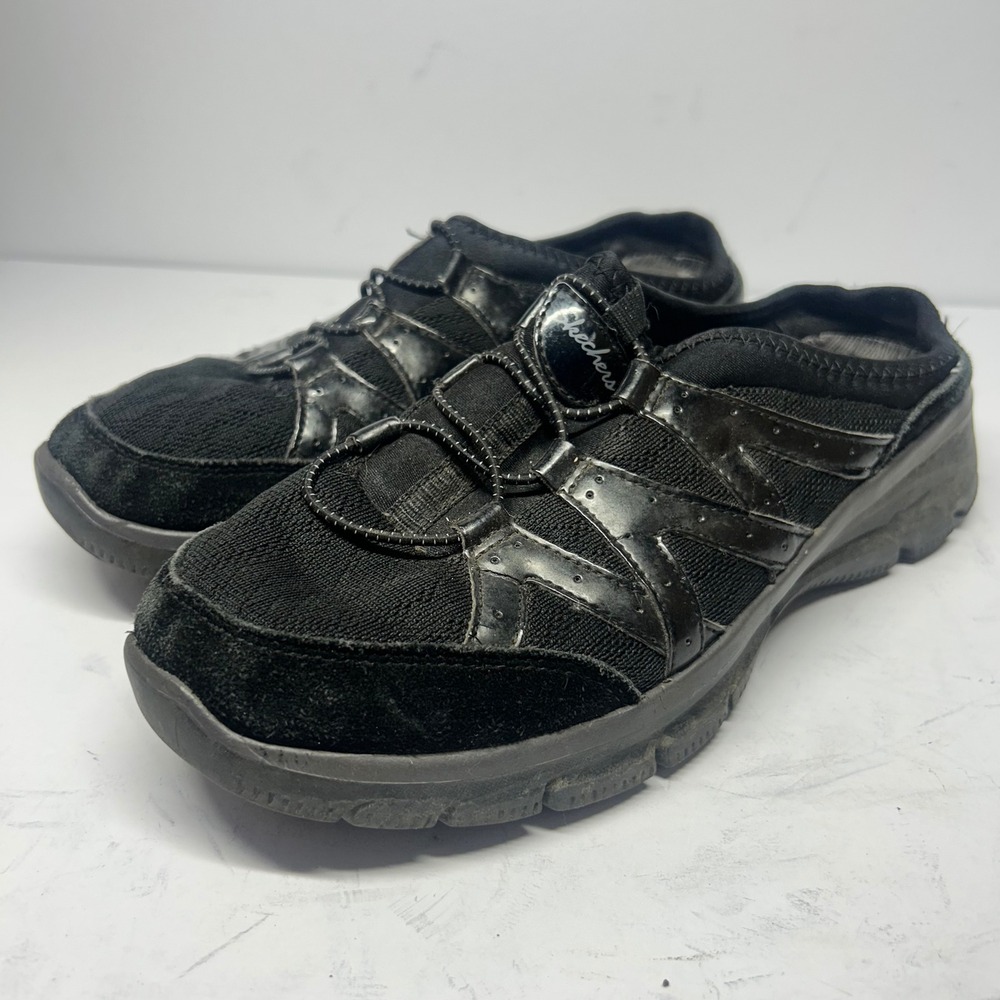 Skechers 49077 Mules Black Womens 7 Slip On Bungee Lace Mesh Walking Shoes
